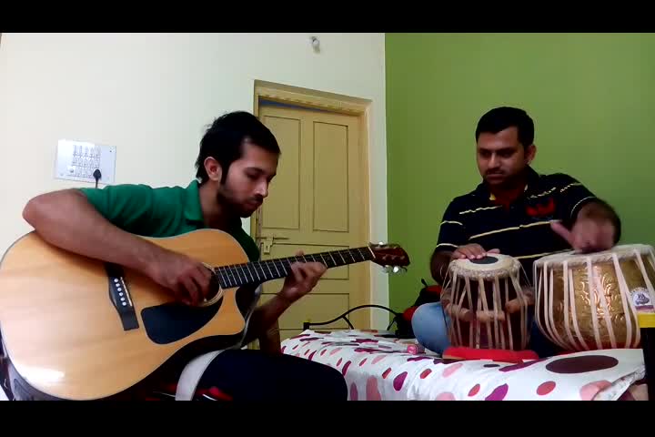 Tabla with Guitar (Monjyoti)  jamming at home